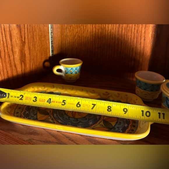 Italian designer Vietri tray with expresso cups and sugar bowl/lid - Picture 7 of 7